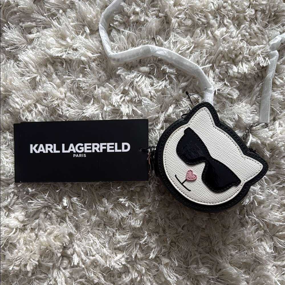 Karl Lagerfeld Black and White Cat Crossbody Bag